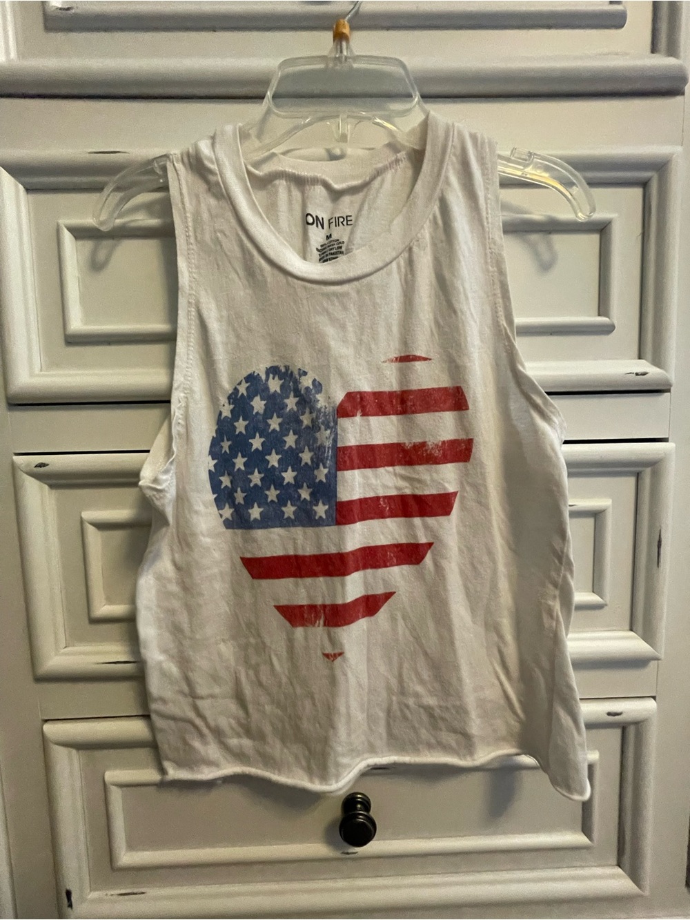White Tank with American Flag Heart